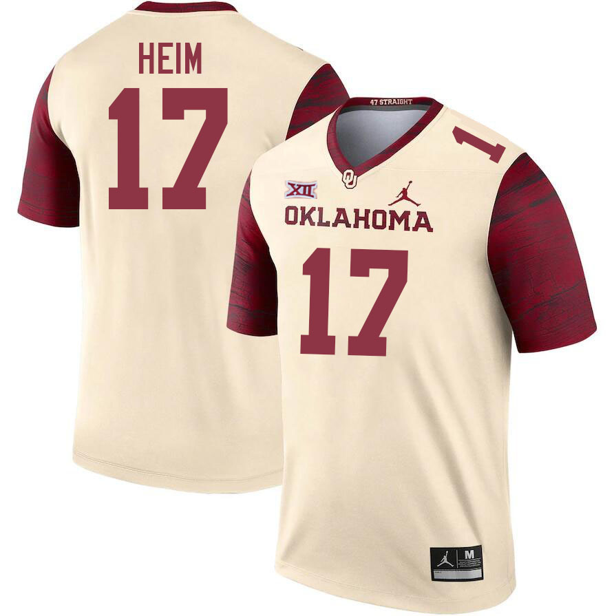 Oklahoma Sooners #17 Taylor Heim College Football Jerseys Stitched Sale-Cream
